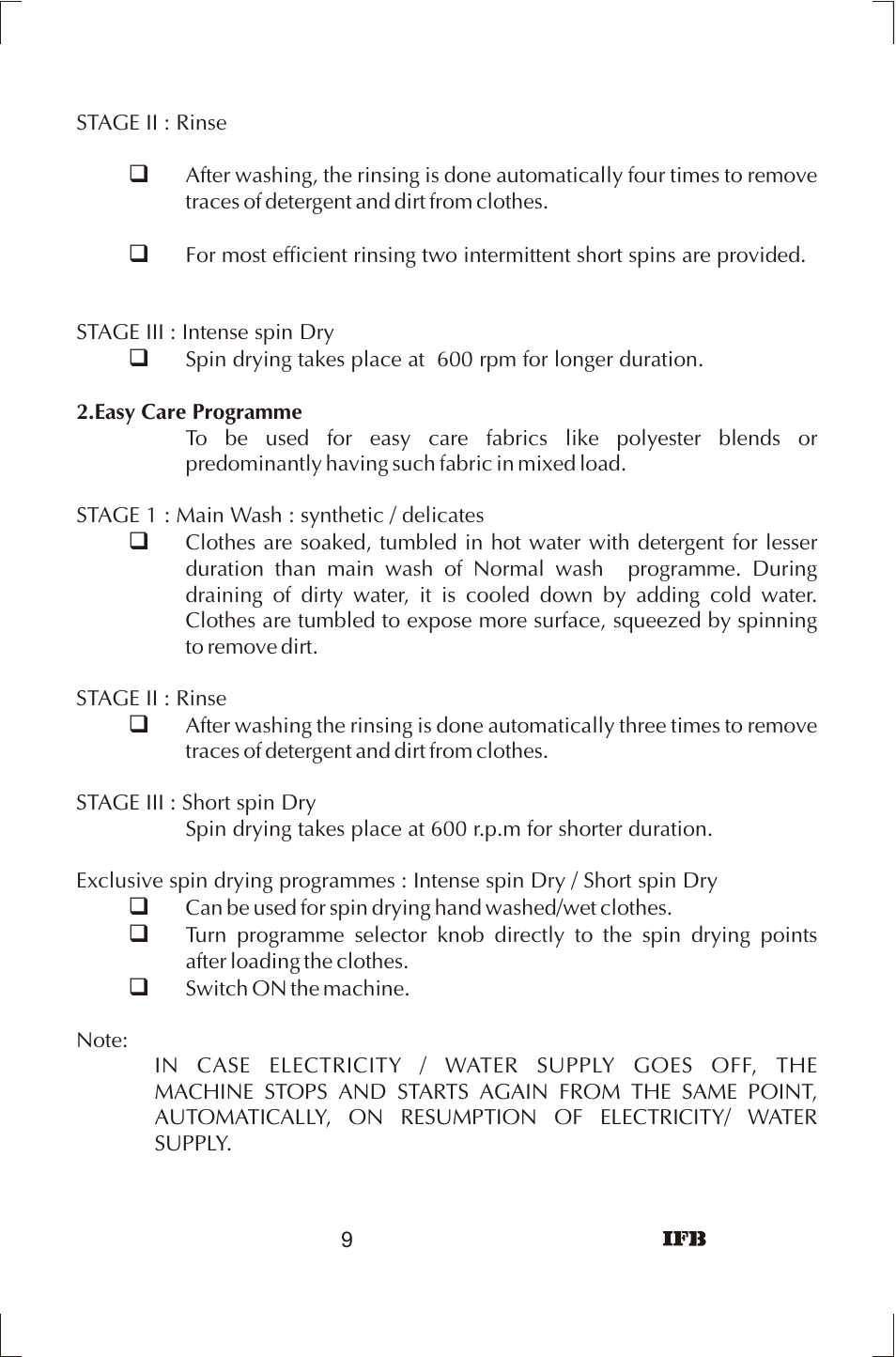 IFB Appliances ELENA User Manual | Page 10 / 24