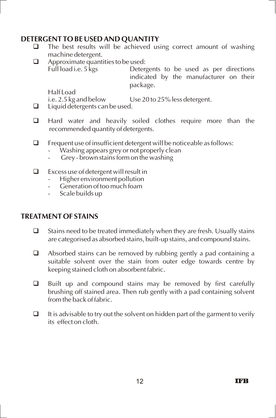 IFB Appliances ELENA User Manual | Page 13 / 24