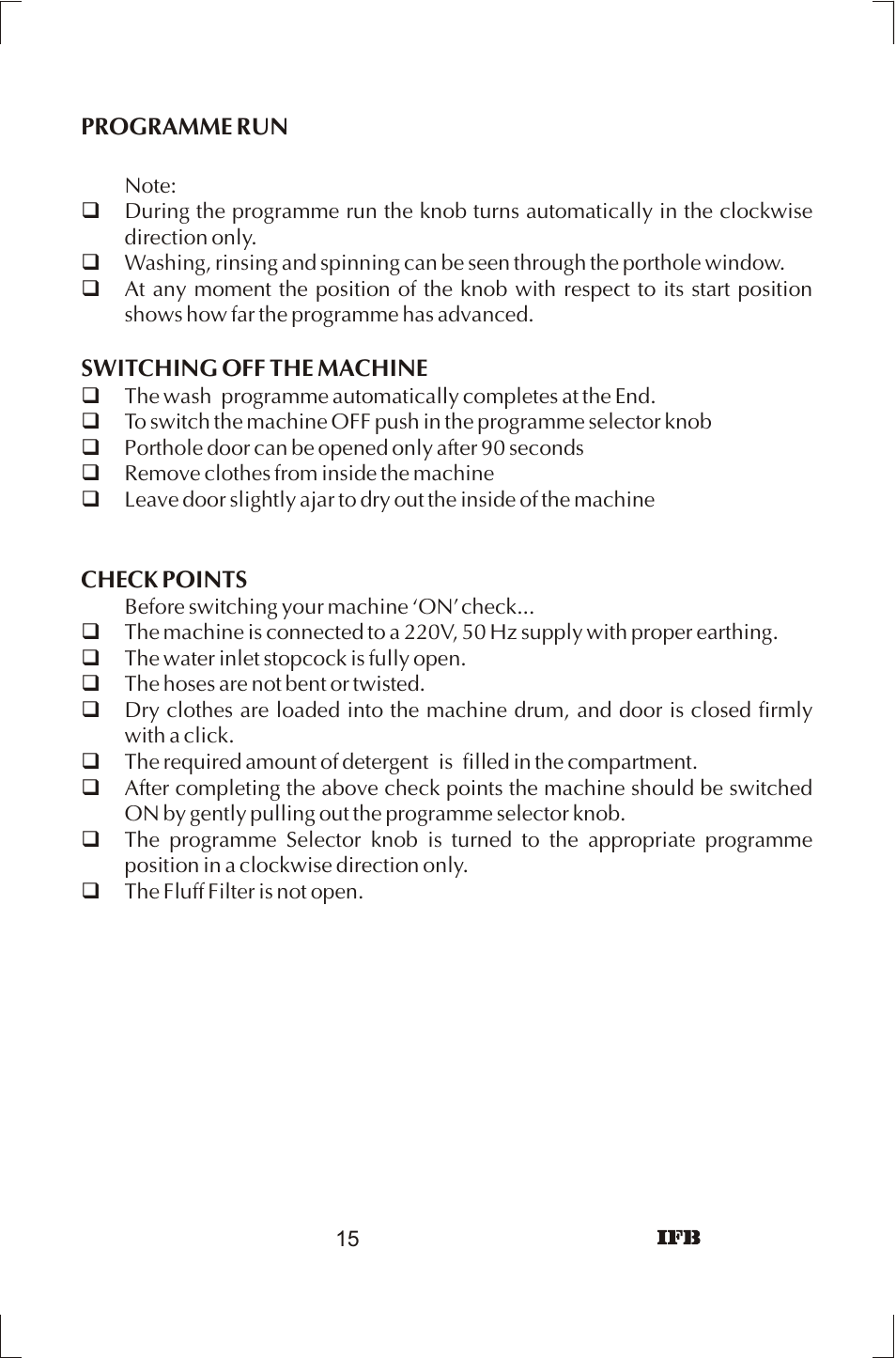 IFB Appliances ELENA User Manual | Page 16 / 24