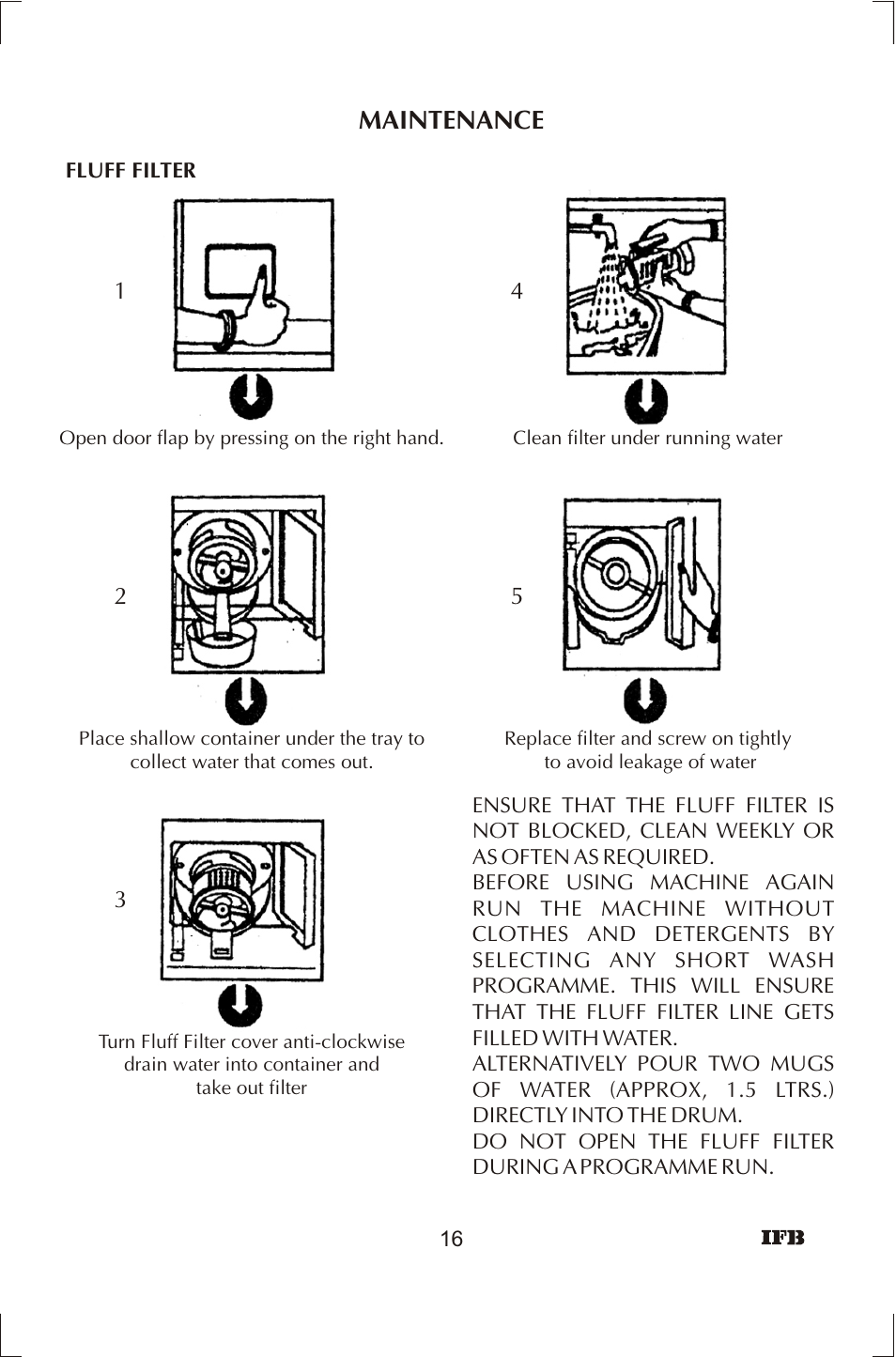 Maintenance | IFB Appliances ELENA User Manual | Page 17 / 24