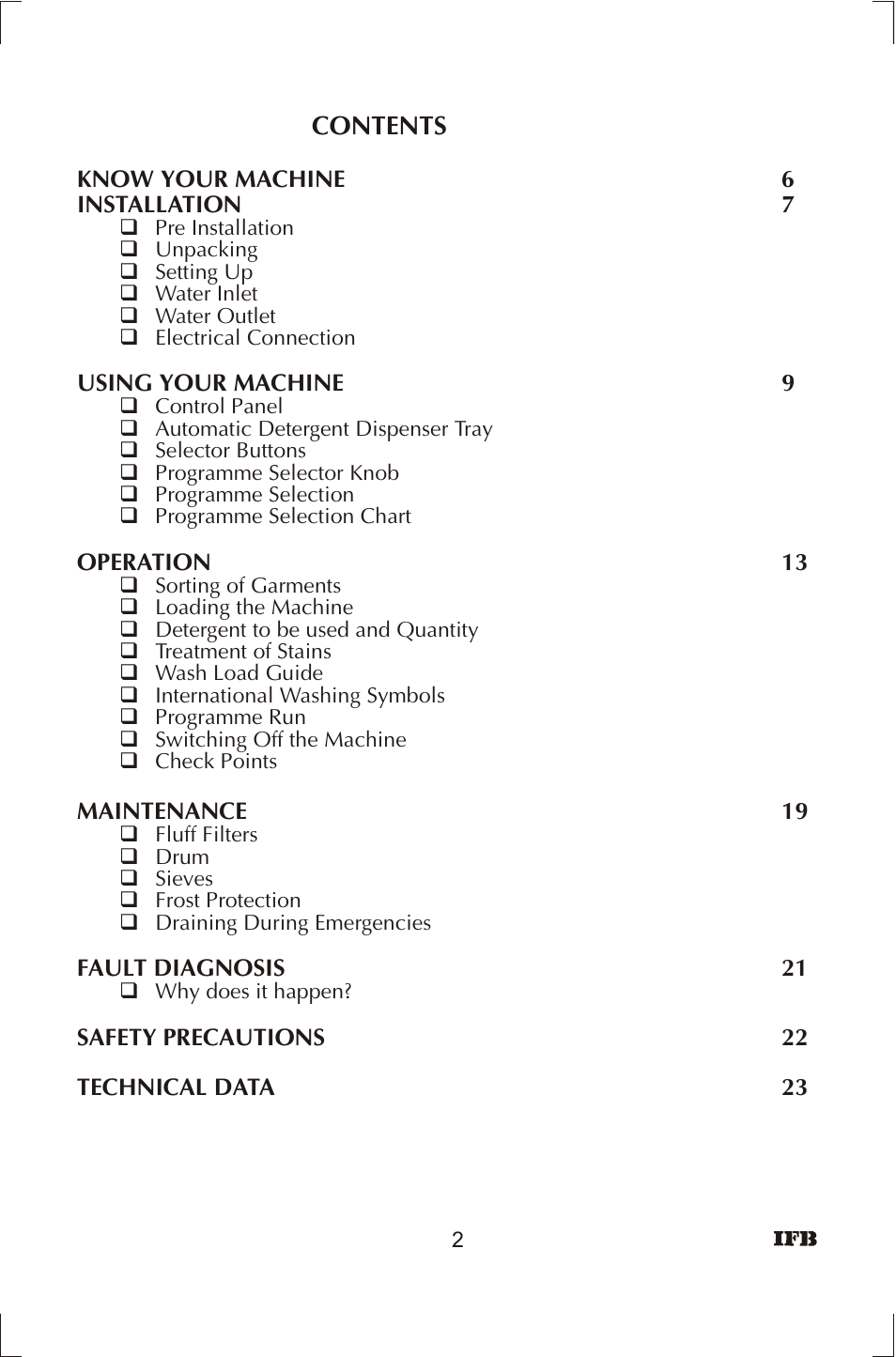 IFB Appliances ELENA User Manual | Page 3 / 24