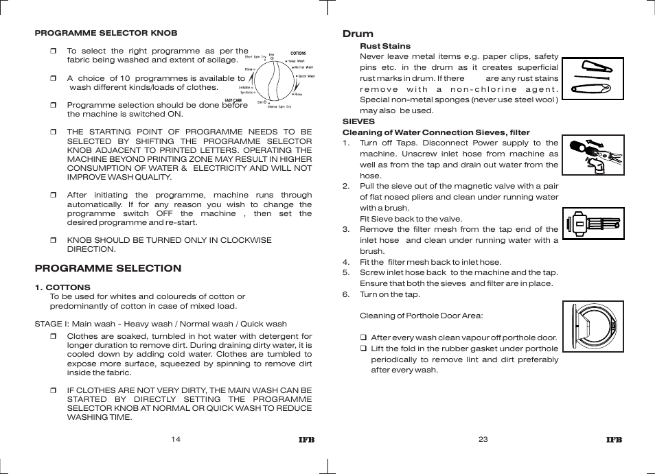 IFB Appliances ELENA EX User Manual | Page 12 / 16