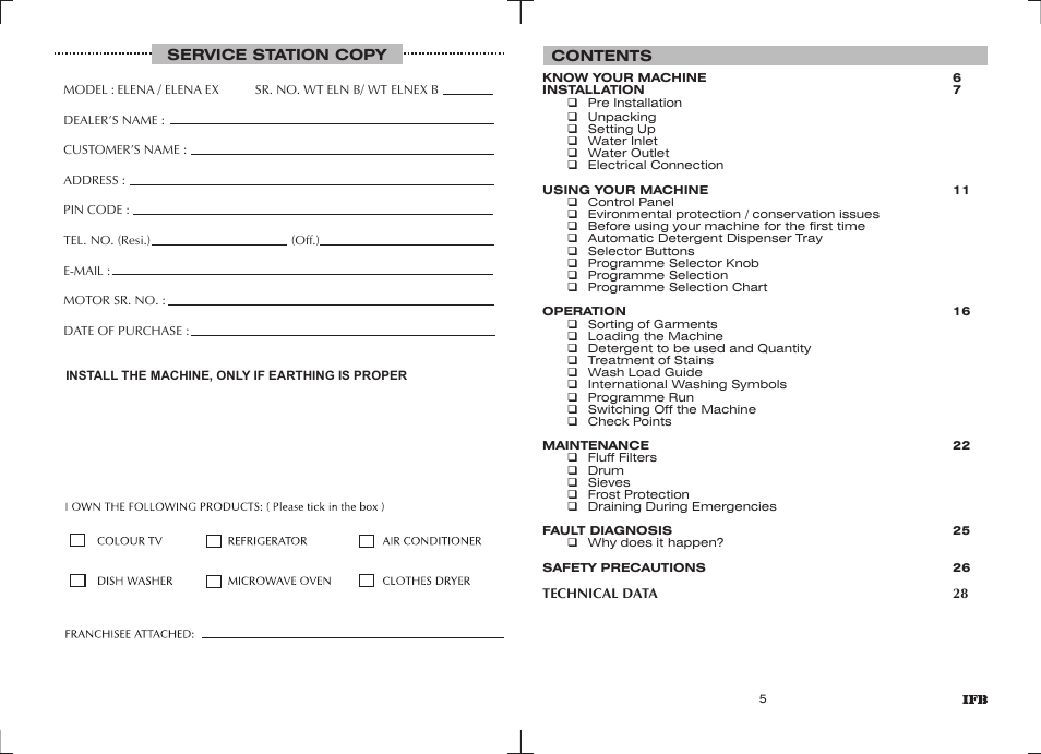 IFB Appliances ELENA EX User Manual | Page 3 / 16