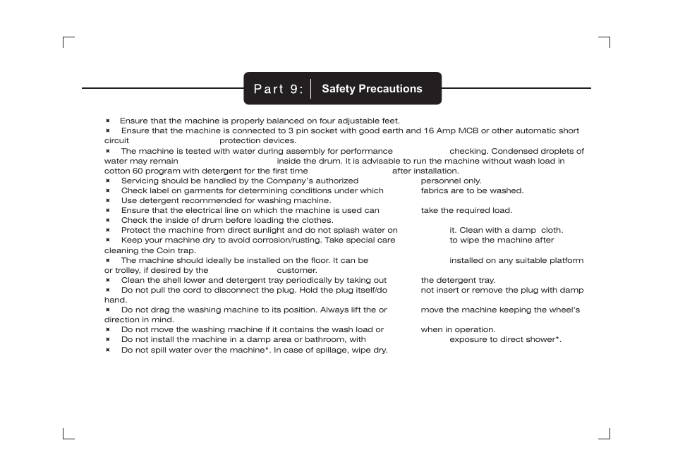 Safety precautions | IFB Appliances Digital 7kg User Manual | Page 25 / 33