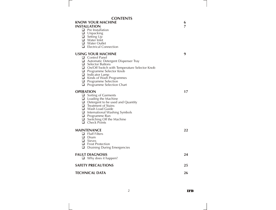 IFB Appliances SENORITA PLUS User Manual | Page 3 / 27