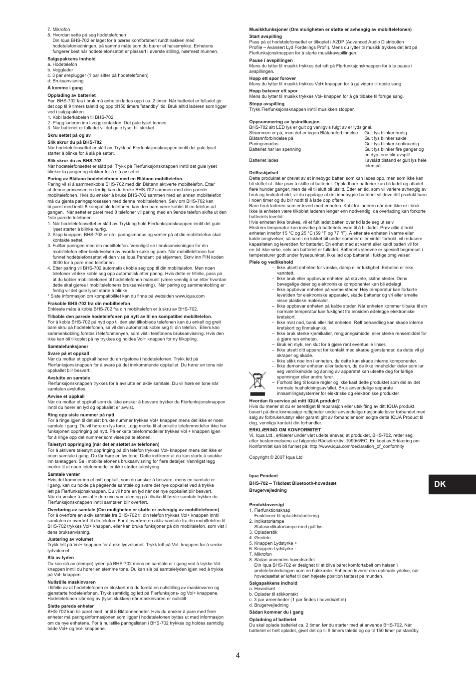 Iqua BHS-702 User Manual | Page 4 / 15