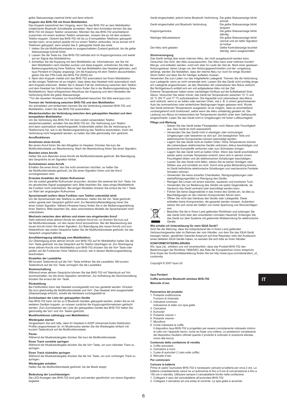 Iqua BHS-702 User Manual | Page 6 / 15