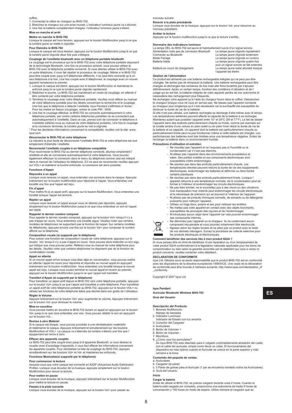 Iqua BHS-702 User Manual | Page 8 / 15