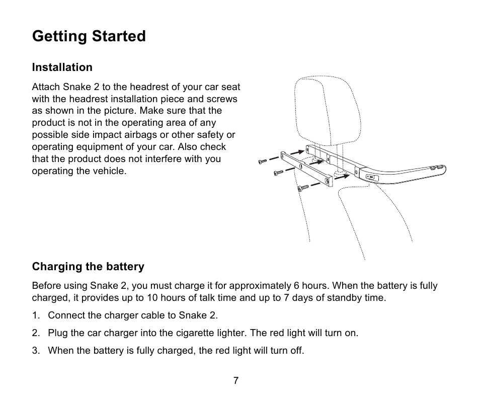 Getting started | Iqua Snake 2 User Manual | Page 8 / 20