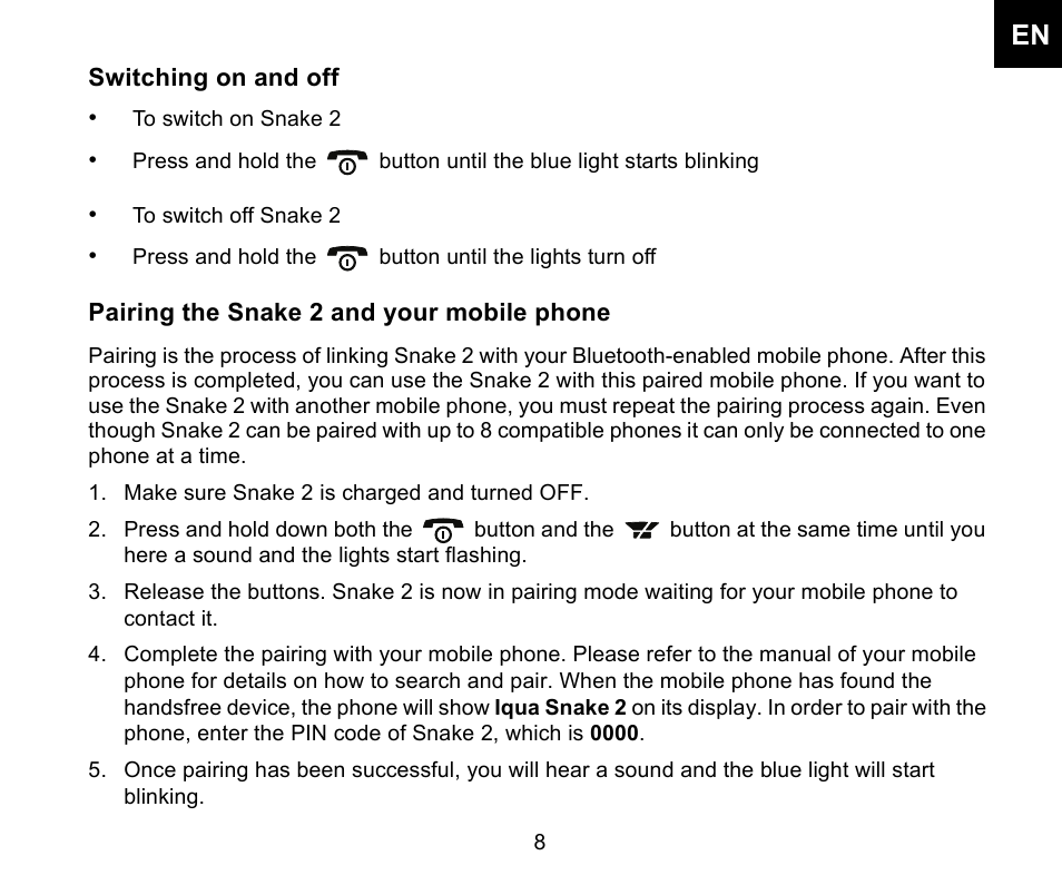 Iqua Snake 2 User Manual | Page 9 / 20