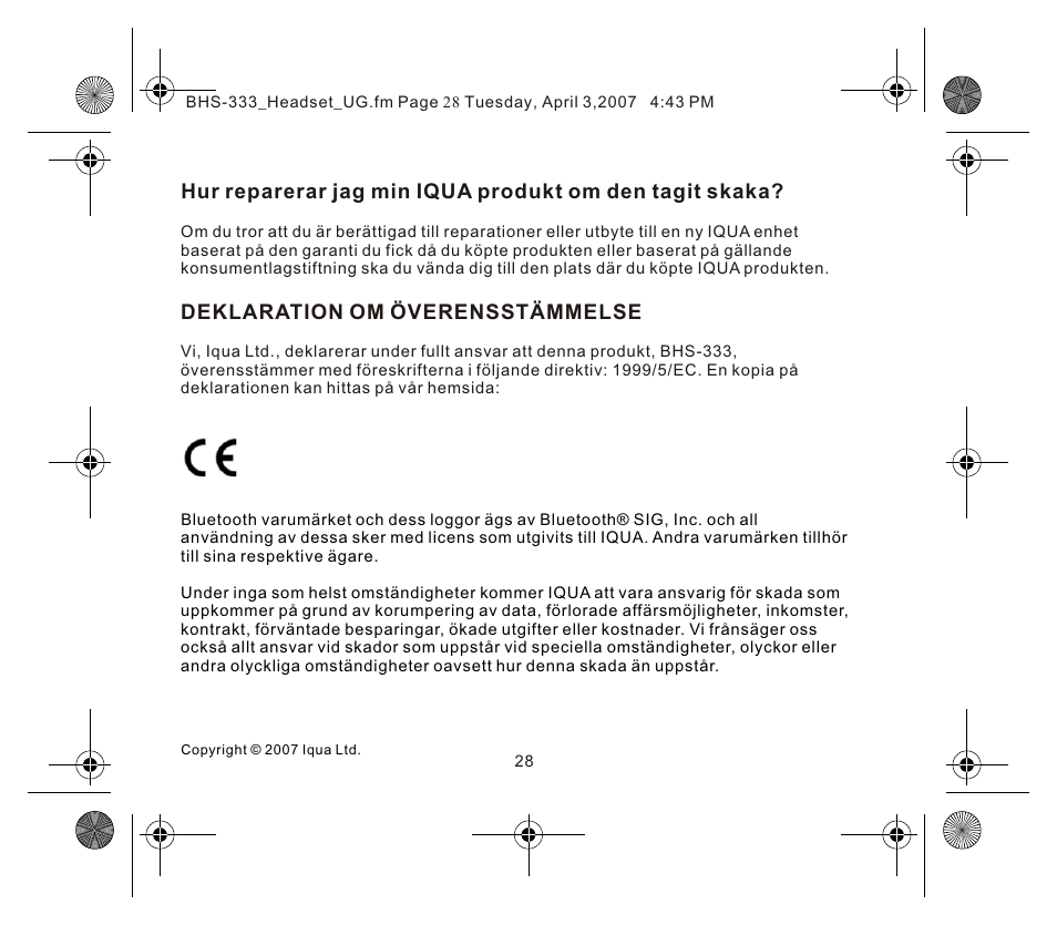 Iqua Bluetooth BHS-333 User Manual | Page 28 / 128