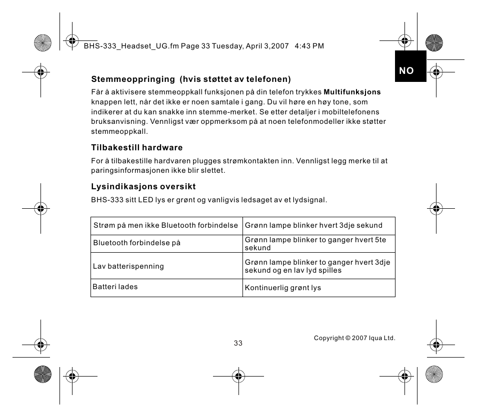页面 5 | Iqua Bluetooth BHS-333 User Manual | Page 33 / 128