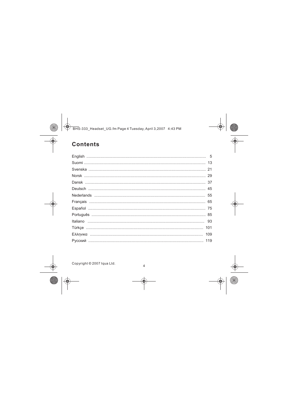 Iqua Bluetooth BHS-333 User Manual | Page 4 / 128
