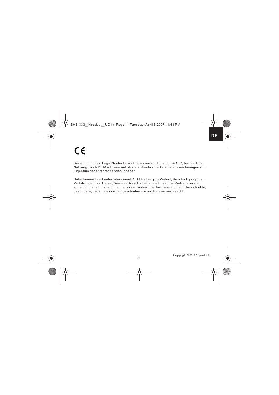 Iqua Bluetooth BHS-333 User Manual | Page 53 / 128