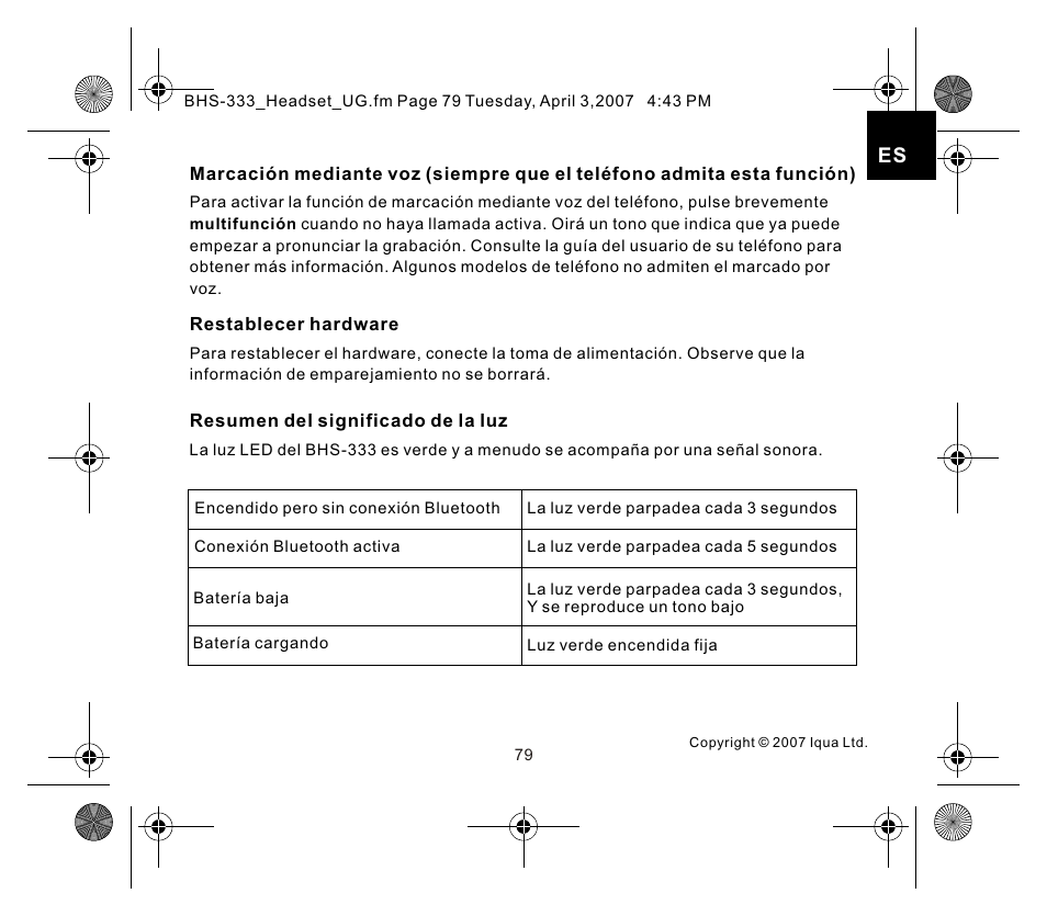 页面 5 | Iqua Bluetooth BHS-333 User Manual | Page 79 / 128