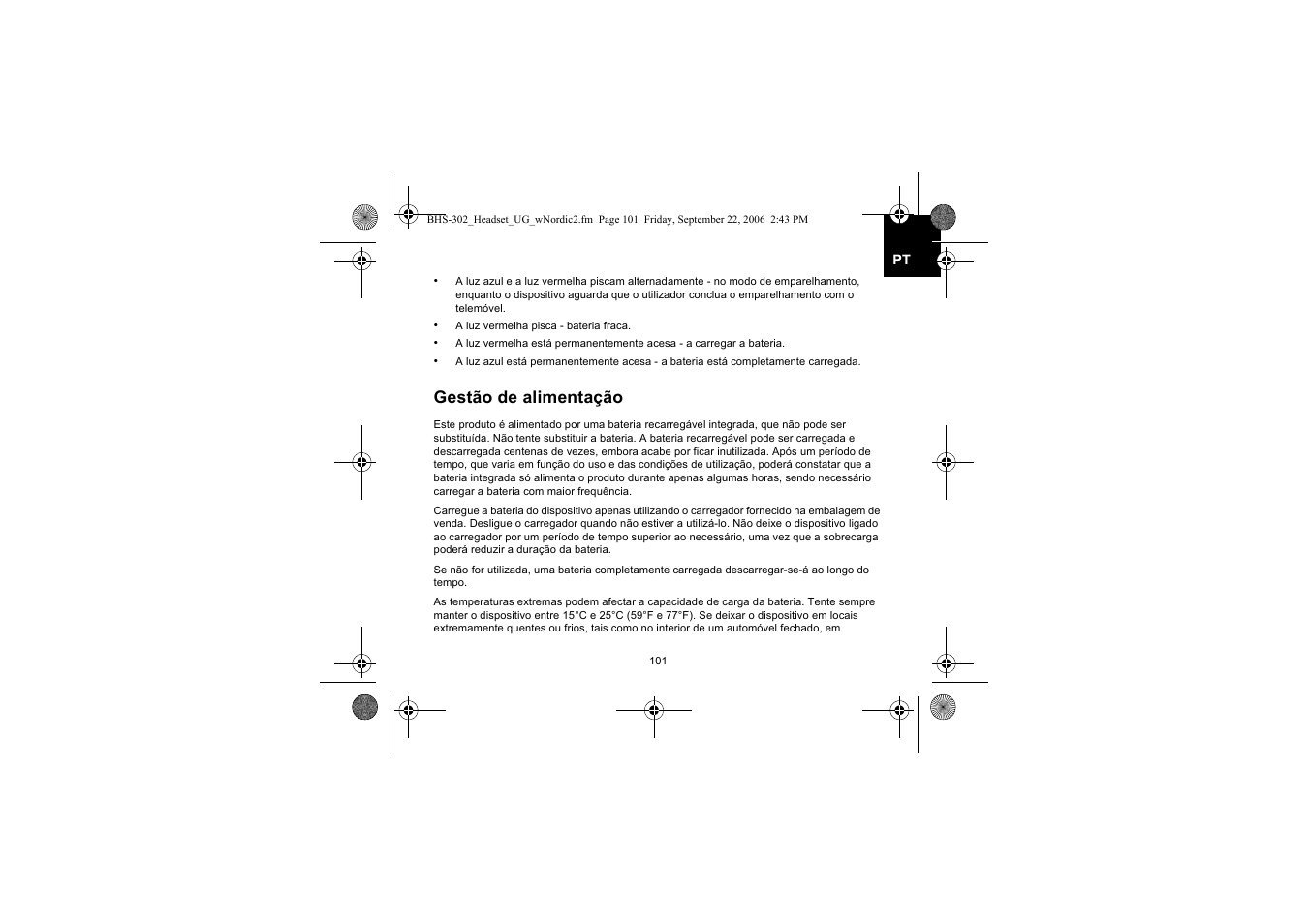 Gestão de alimentação | Iqua BHS-302 User Manual | Page 101 / 148