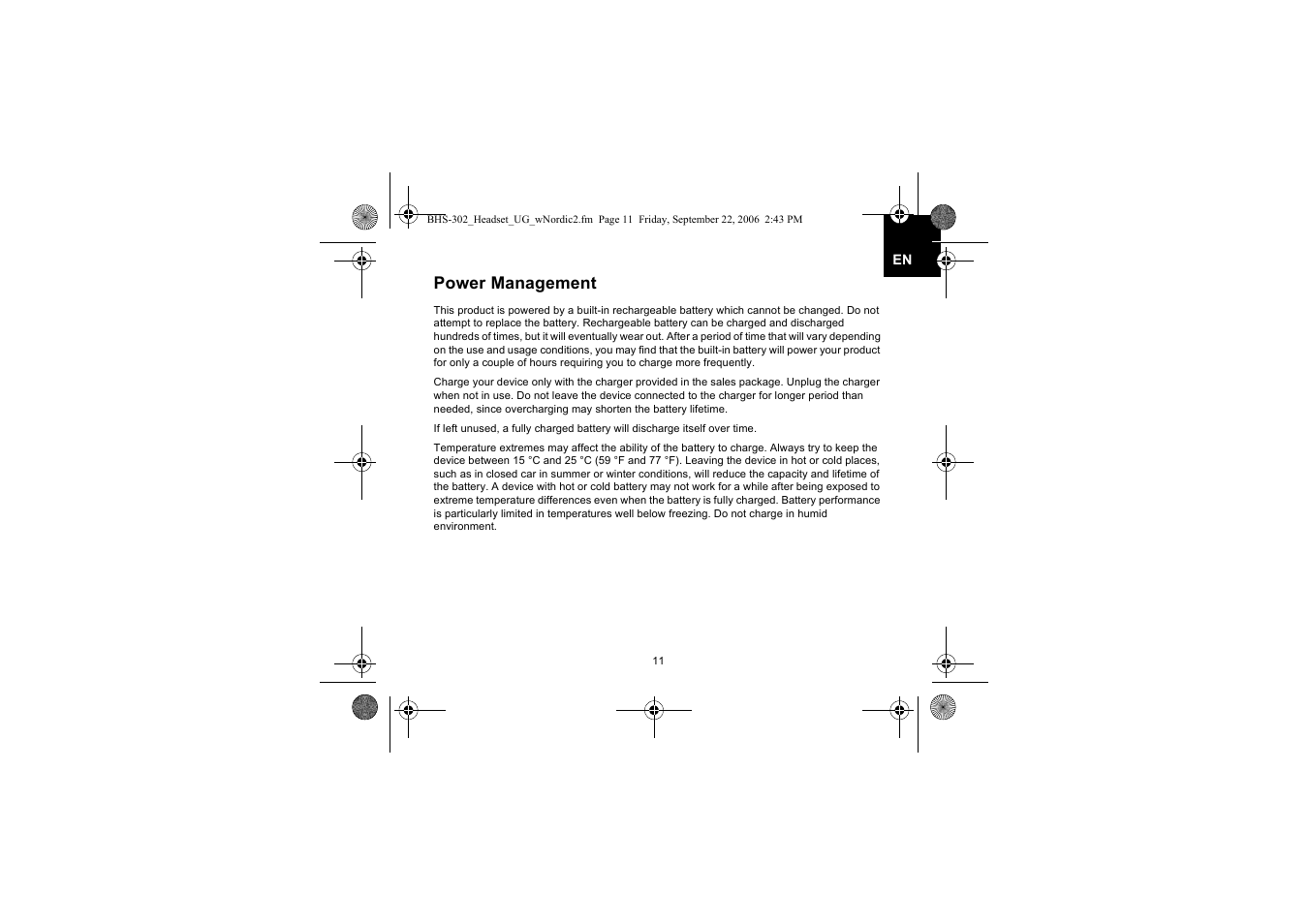 Power management | Iqua BHS-302 User Manual | Page 11 / 148