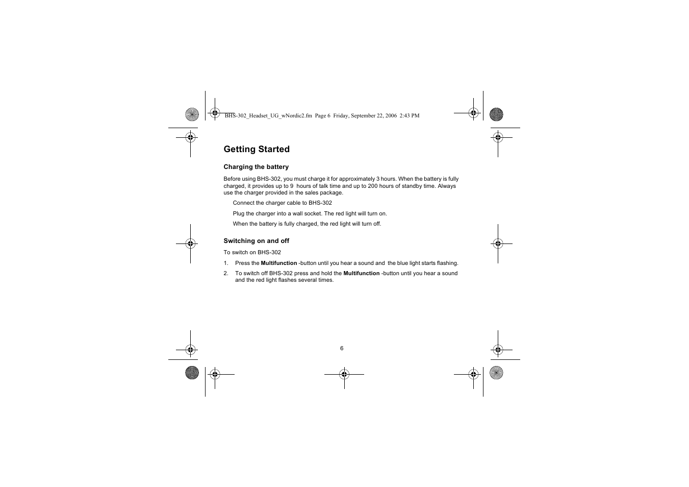 Getting started | Iqua BHS-302 User Manual | Page 6 / 148