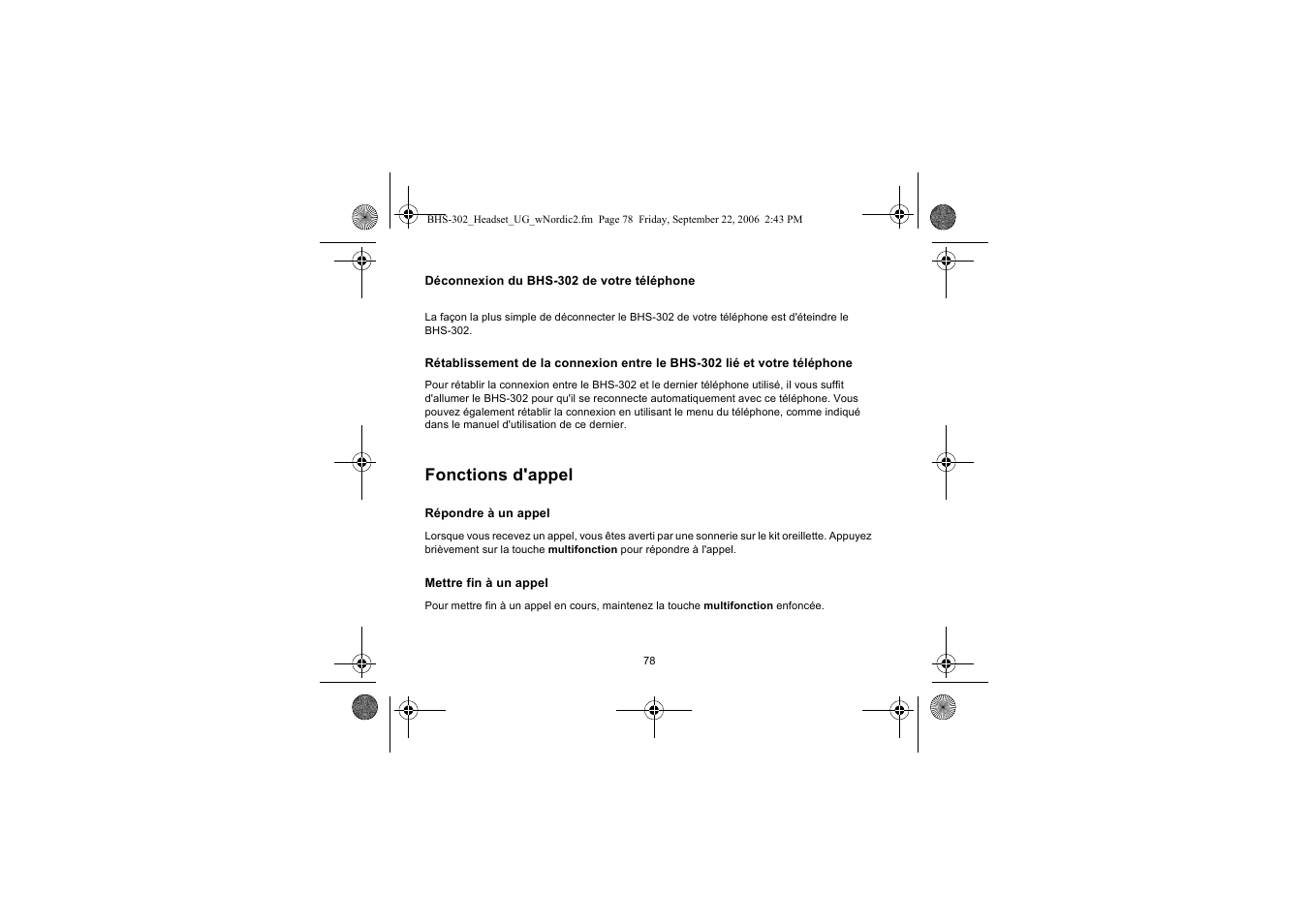 Fonctions d'appel | Iqua BHS-302 User Manual | Page 78 / 148