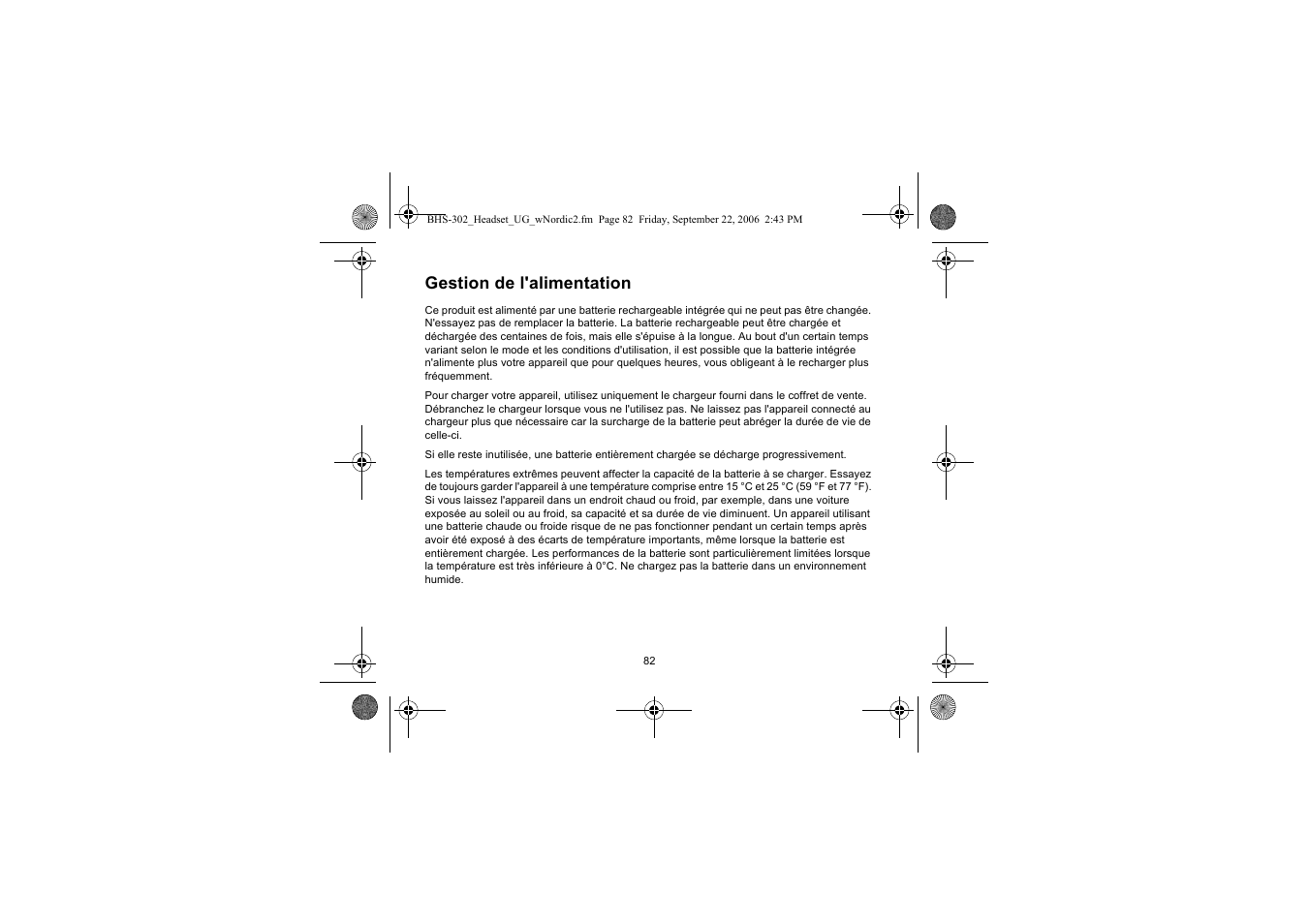 Gestion de l'alimentation | Iqua BHS-302 User Manual | Page 82 / 148