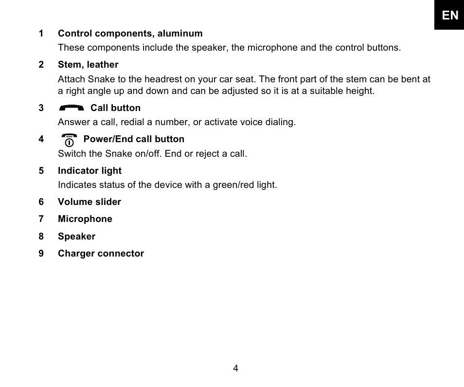 Iqua Snake Bluetooth Headrest Handsfree User Manual | Page 5 / 18