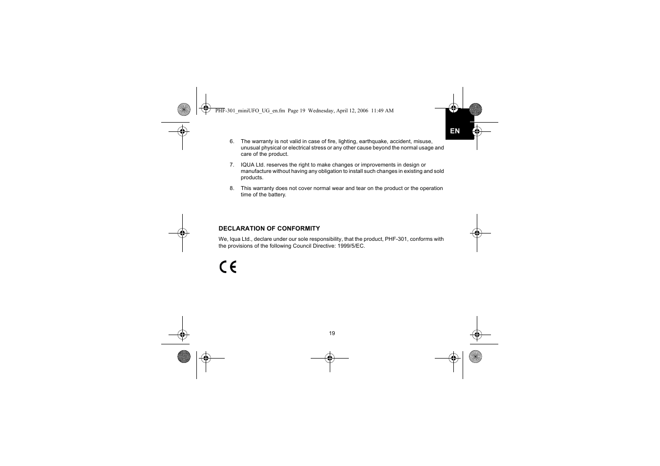 Iqua PHF-301 User Manual | Page 20 / 21