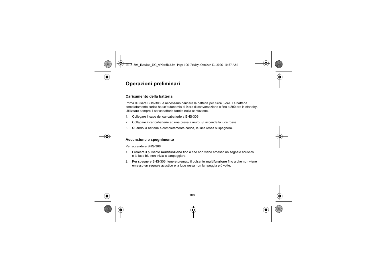 Operazioni preliminari | Iqua BHS-306 User Manual | Page 106 / 148