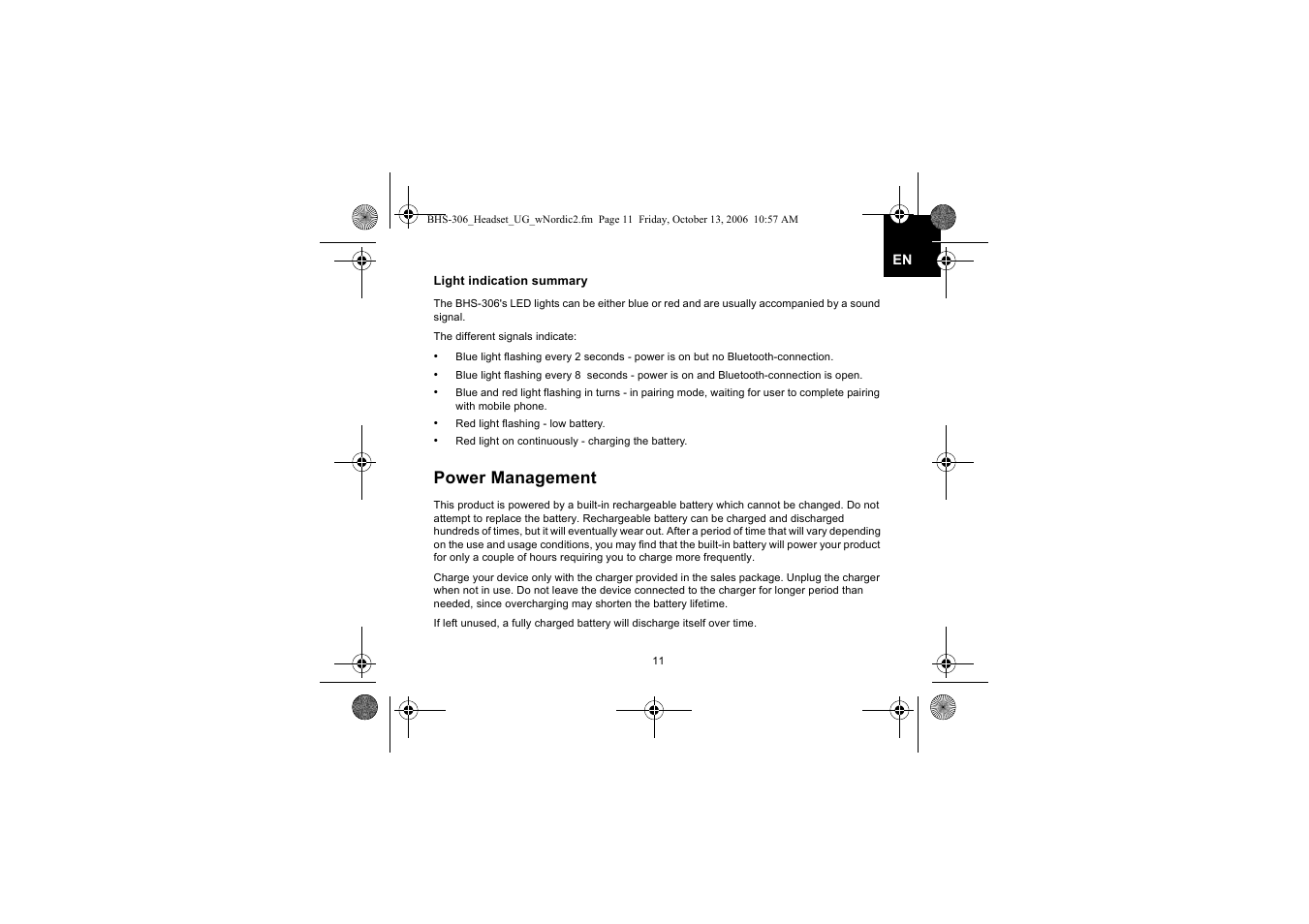 Power management | Iqua BHS-306 User Manual | Page 11 / 148
