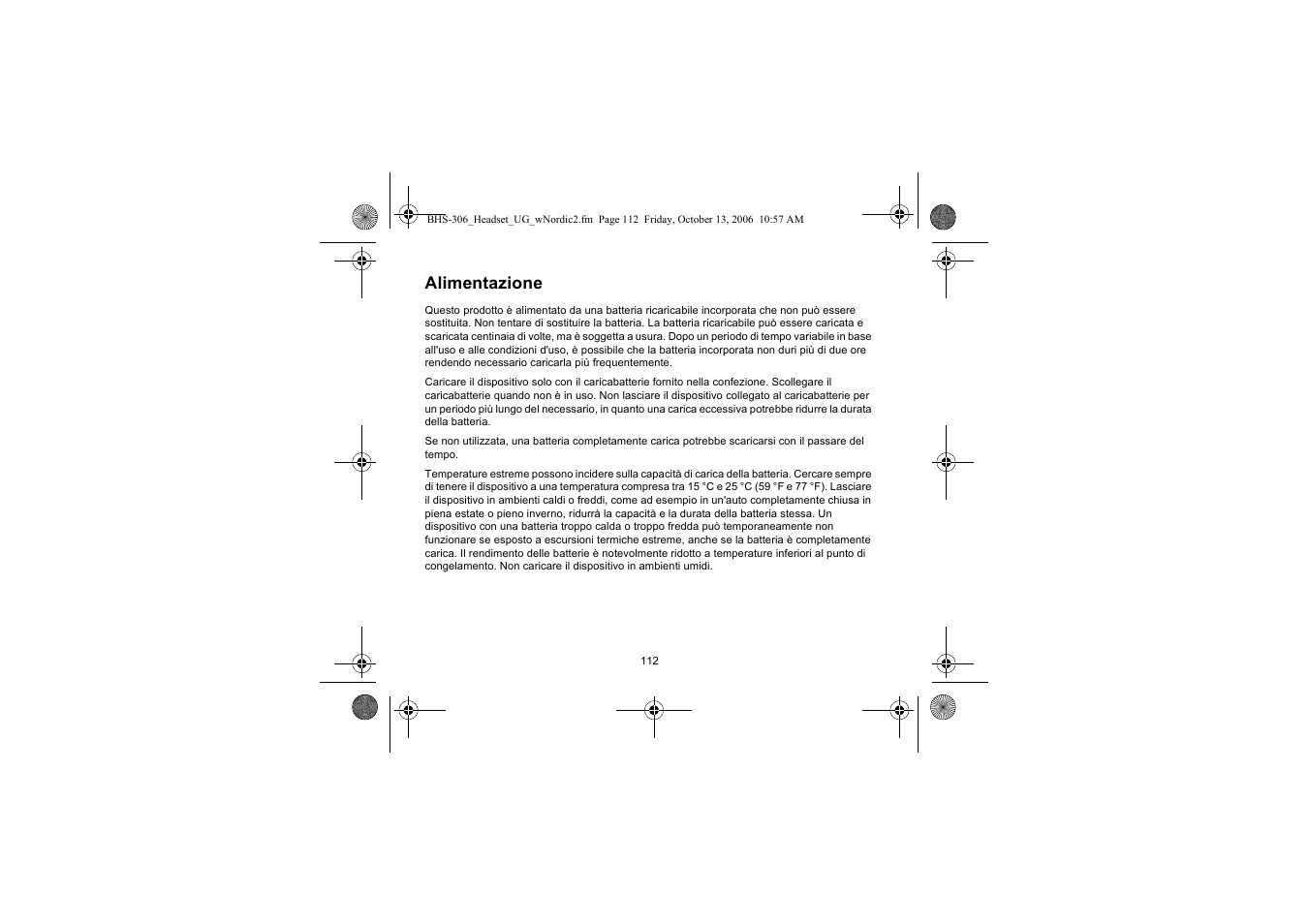 Alimentazione | Iqua BHS-306 User Manual | Page 112 / 148