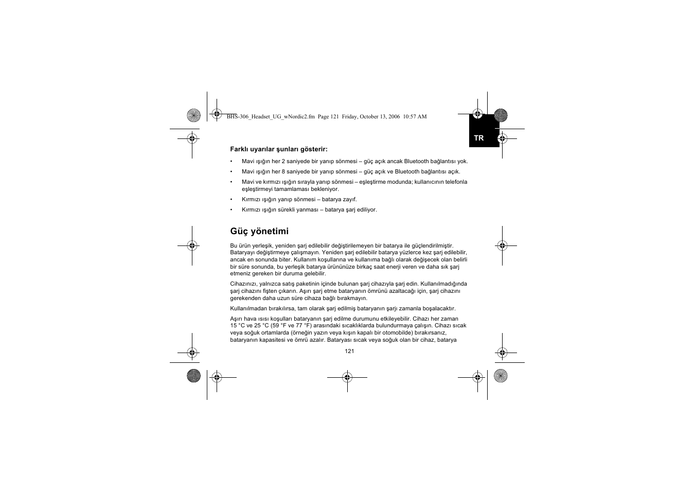 Güç yönetimi | Iqua BHS-306 User Manual | Page 121 / 148