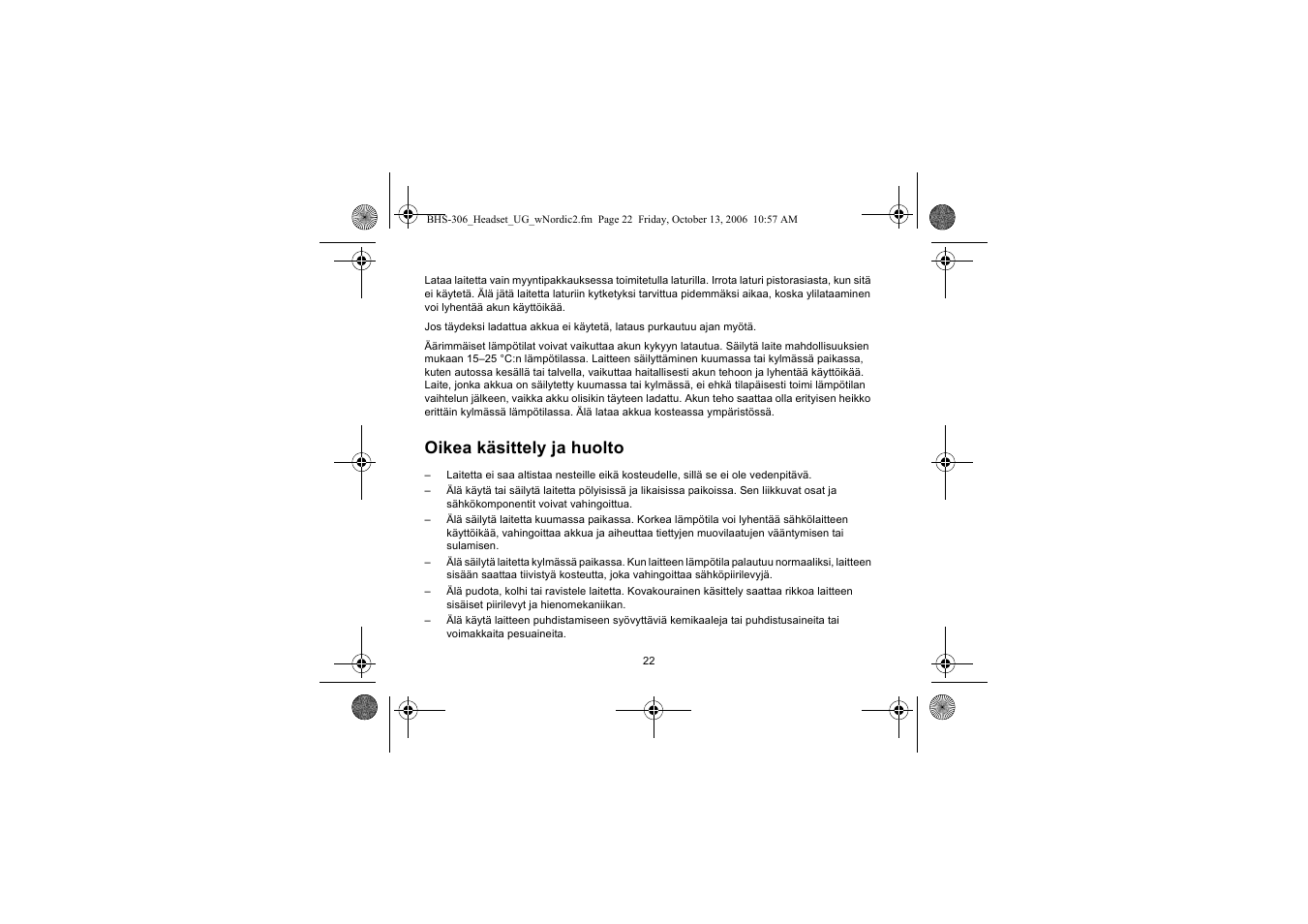 Oikea käsittely ja huolto | Iqua BHS-306 User Manual | Page 22 / 148