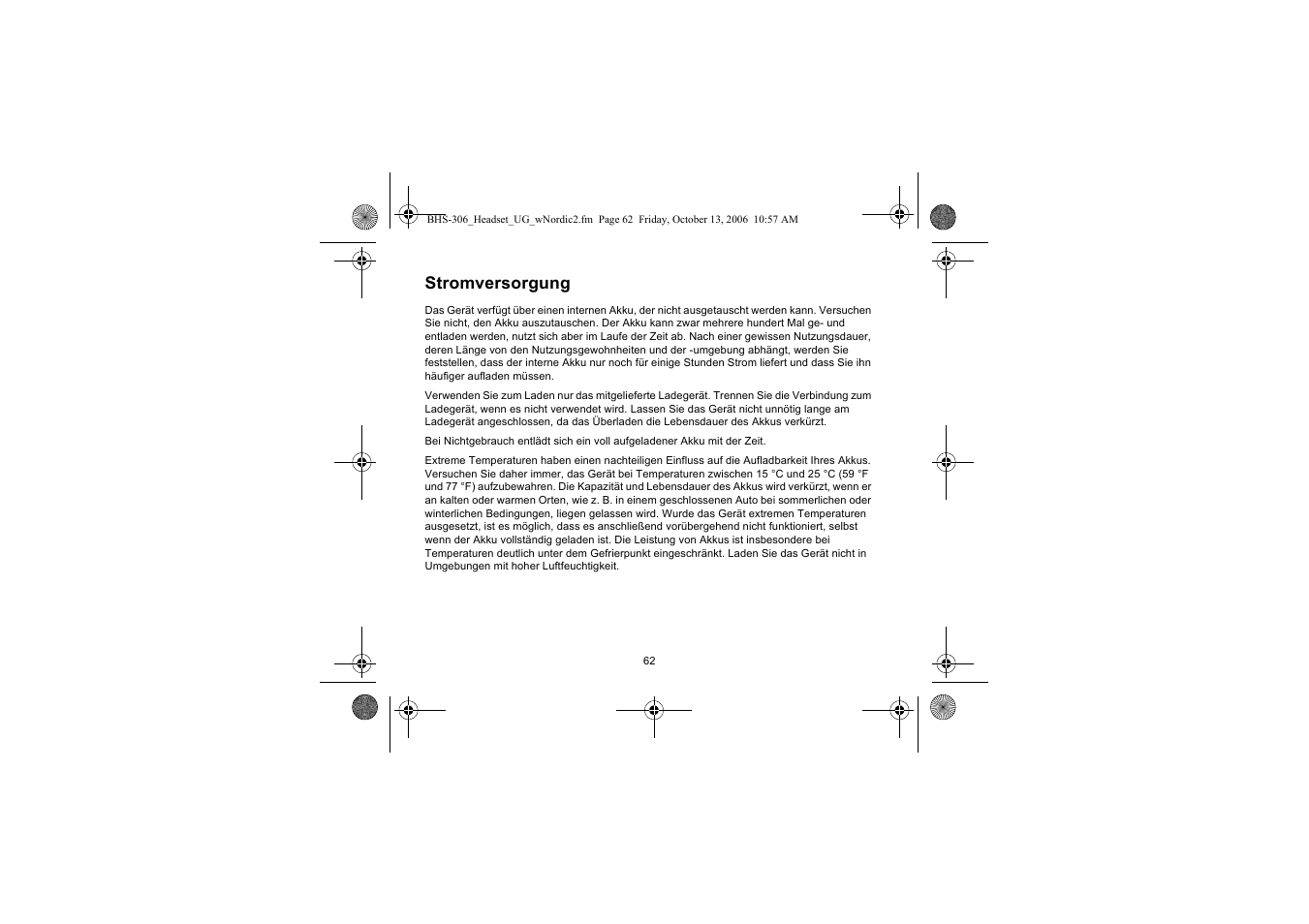 Stromversorgung | Iqua BHS-306 User Manual | Page 62 / 148