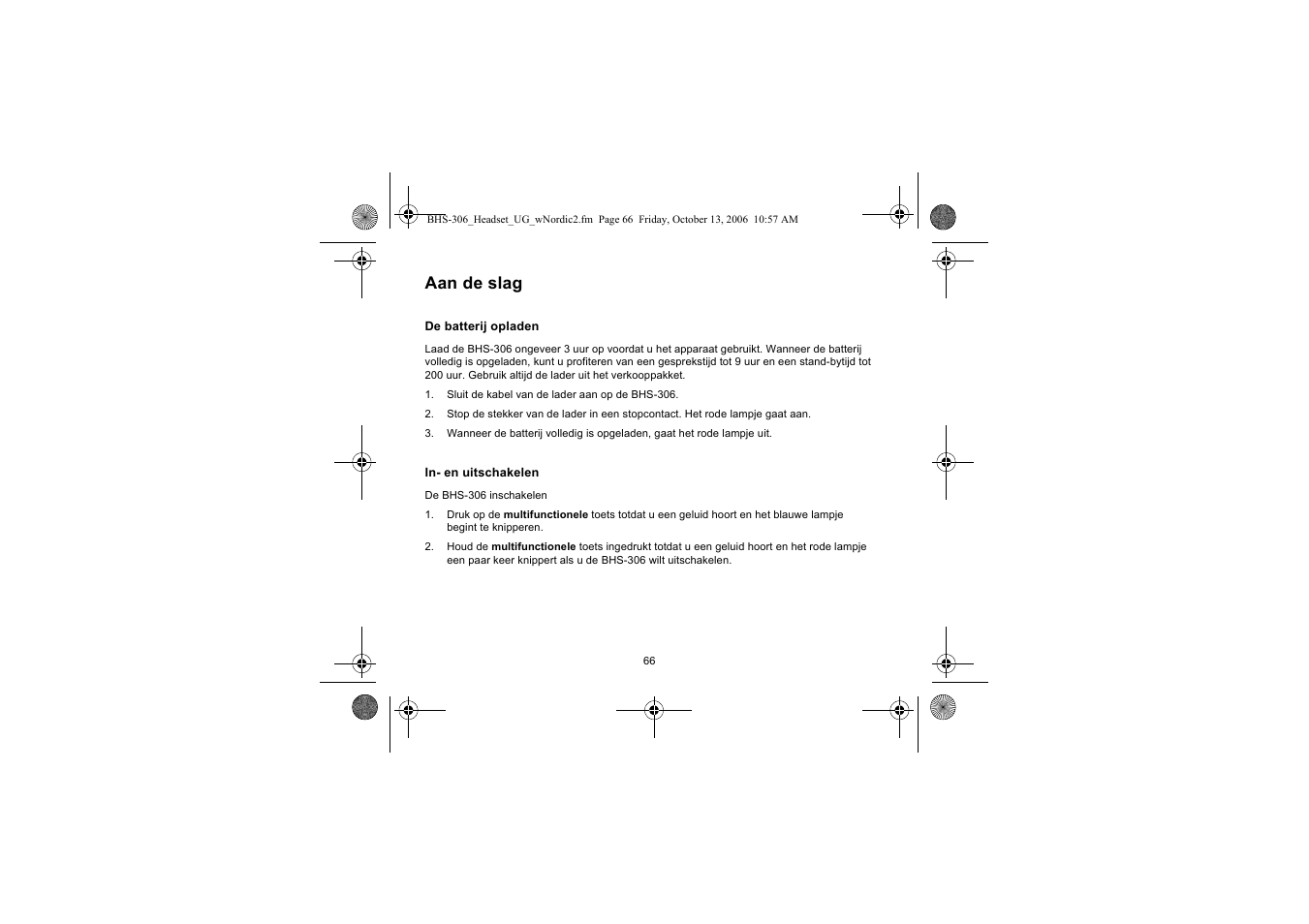 Aan de slag | Iqua BHS-306 User Manual | Page 66 / 148