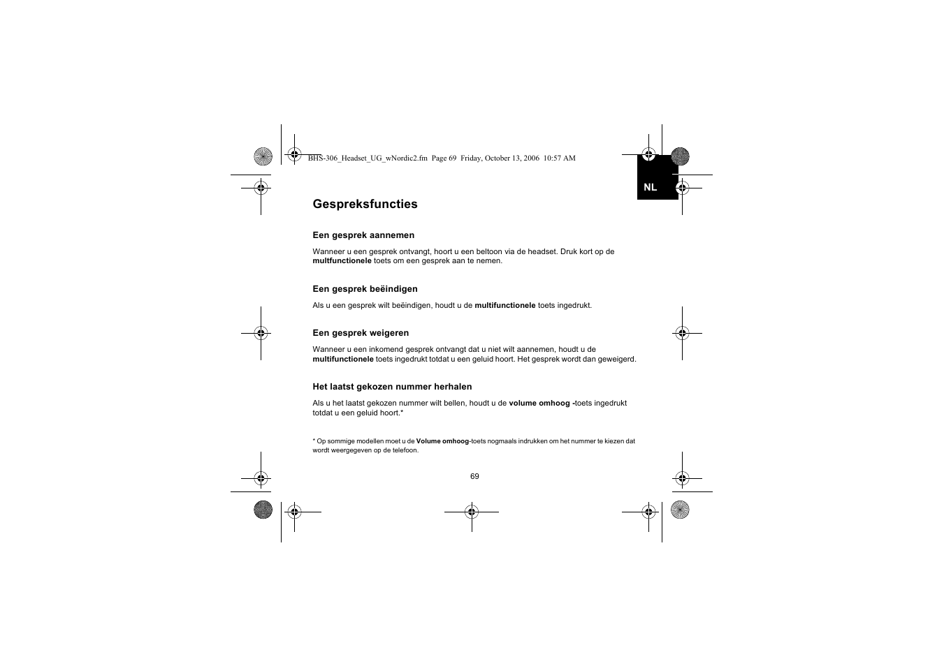 Gespreksfuncties | Iqua BHS-306 User Manual | Page 69 / 148