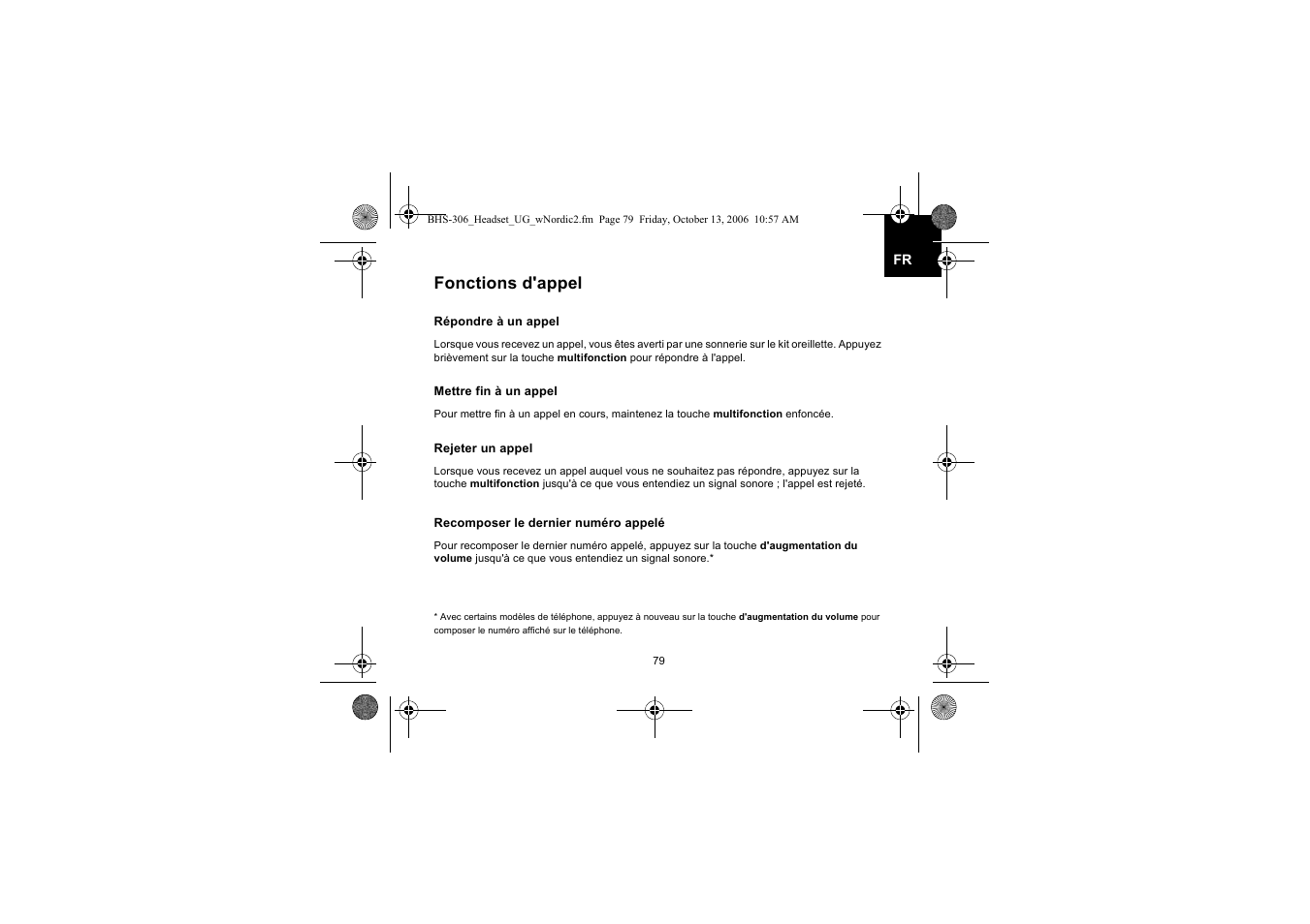 Fonctions d'appel | Iqua BHS-306 User Manual | Page 79 / 148