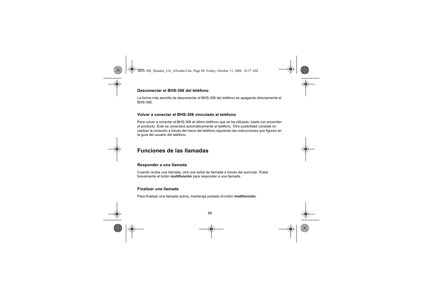 Funciones de las llamadas | Iqua BHS-306 User Manual | Page 88 / 148