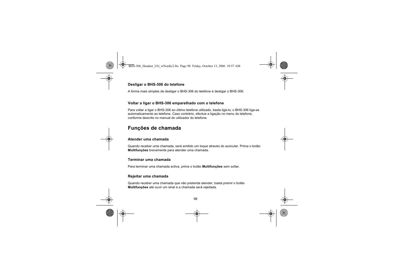 Funções de chamada | Iqua BHS-306 User Manual | Page 98 / 148