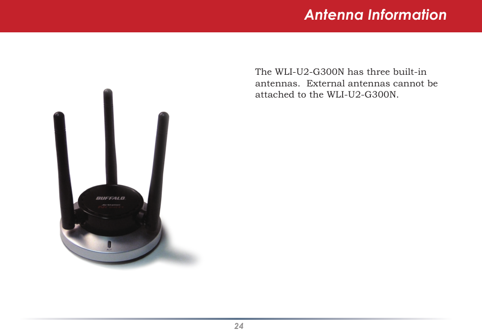 Antenna information | Infinity Wireless USB Adapter WLI-U2-G300N User Manual | Page 24 / 43