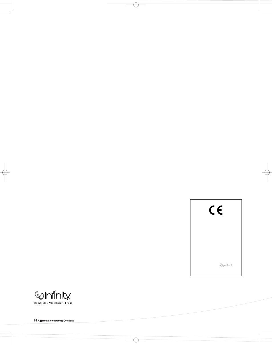 Pecifications | Infinity PRIMUS C25 User Manual | Page 4 / 4