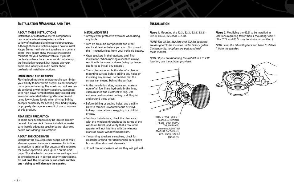 Infinity KAPPA SERIES 42.3I User Manual | Page 2 / 4