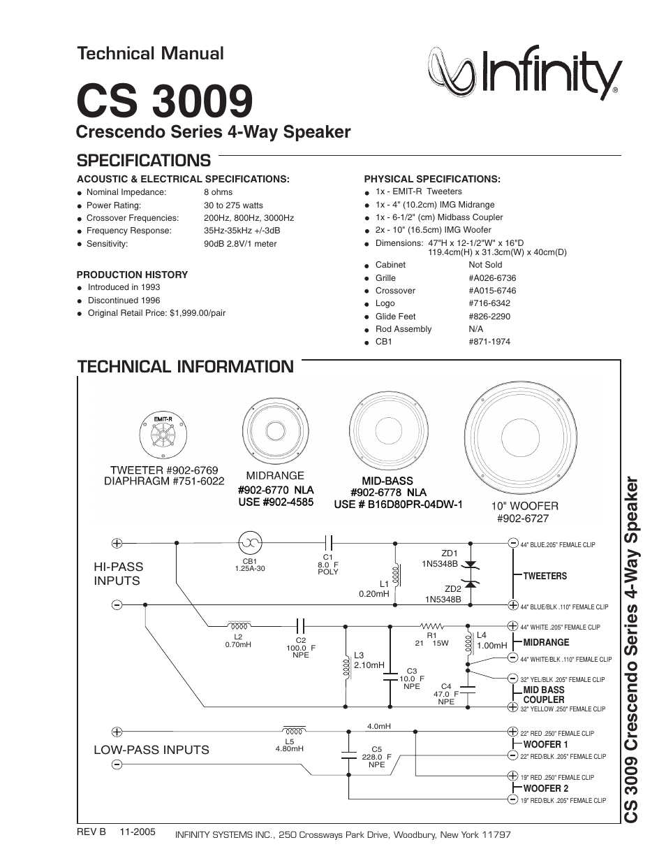 Infinity CS 3009 User Manual | 1 page