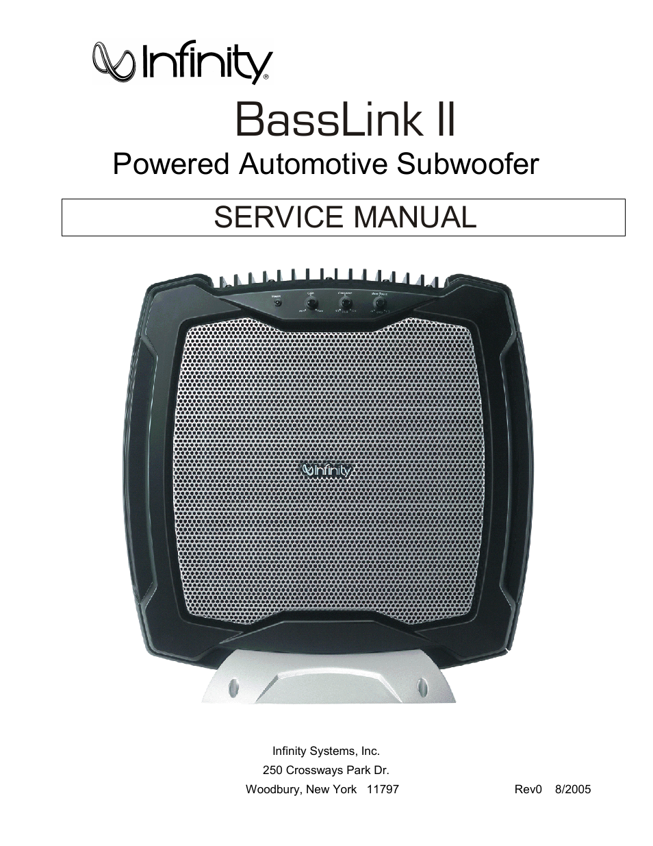 Infinity Powered Subwoofer Basslink II None User Manual | 34 pages