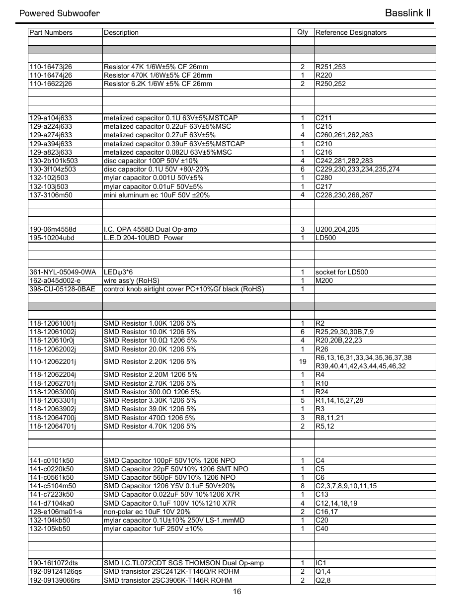 Basslink ii, Powered subwoofer | Infinity Powered Subwoofer Basslink II None User Manual | Page 17 / 34