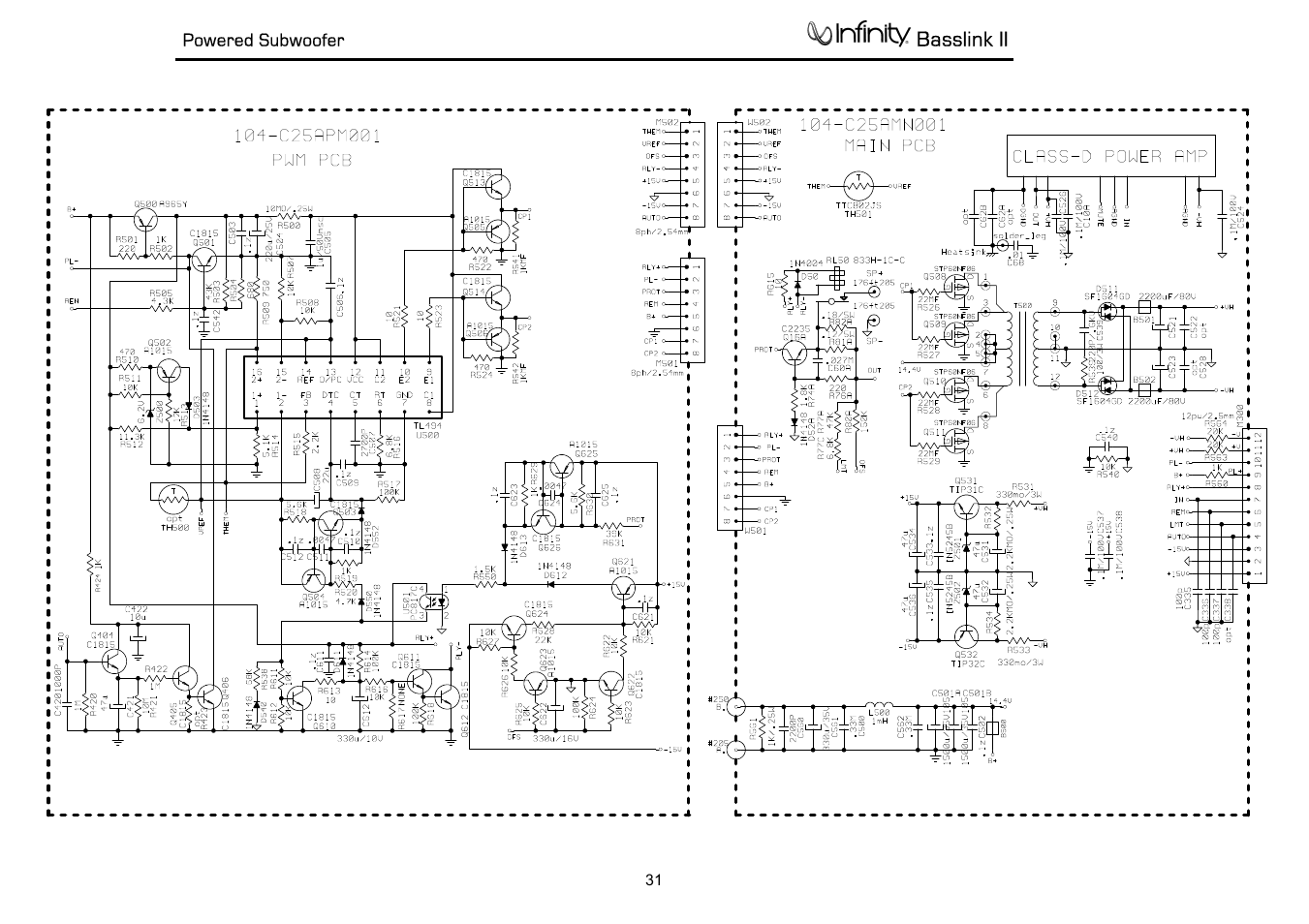 Schematics.pdf, Schematics | Infinity Powered Subwoofer Basslink II None User Manual | Page 32 / 34