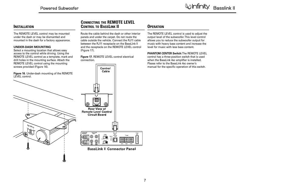 Basslink ii | Infinity Powered Subwoofer Basslink II None User Manual | Page 8 / 34