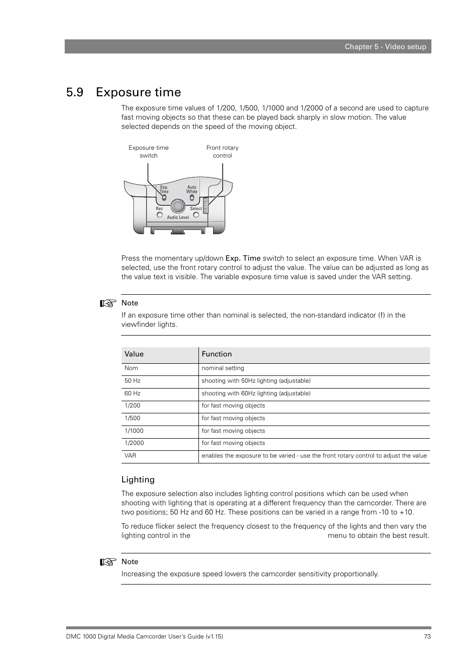 9 exposure time, Exposure time | Infinity DMC 1000 User Manual | Page 73 / 150