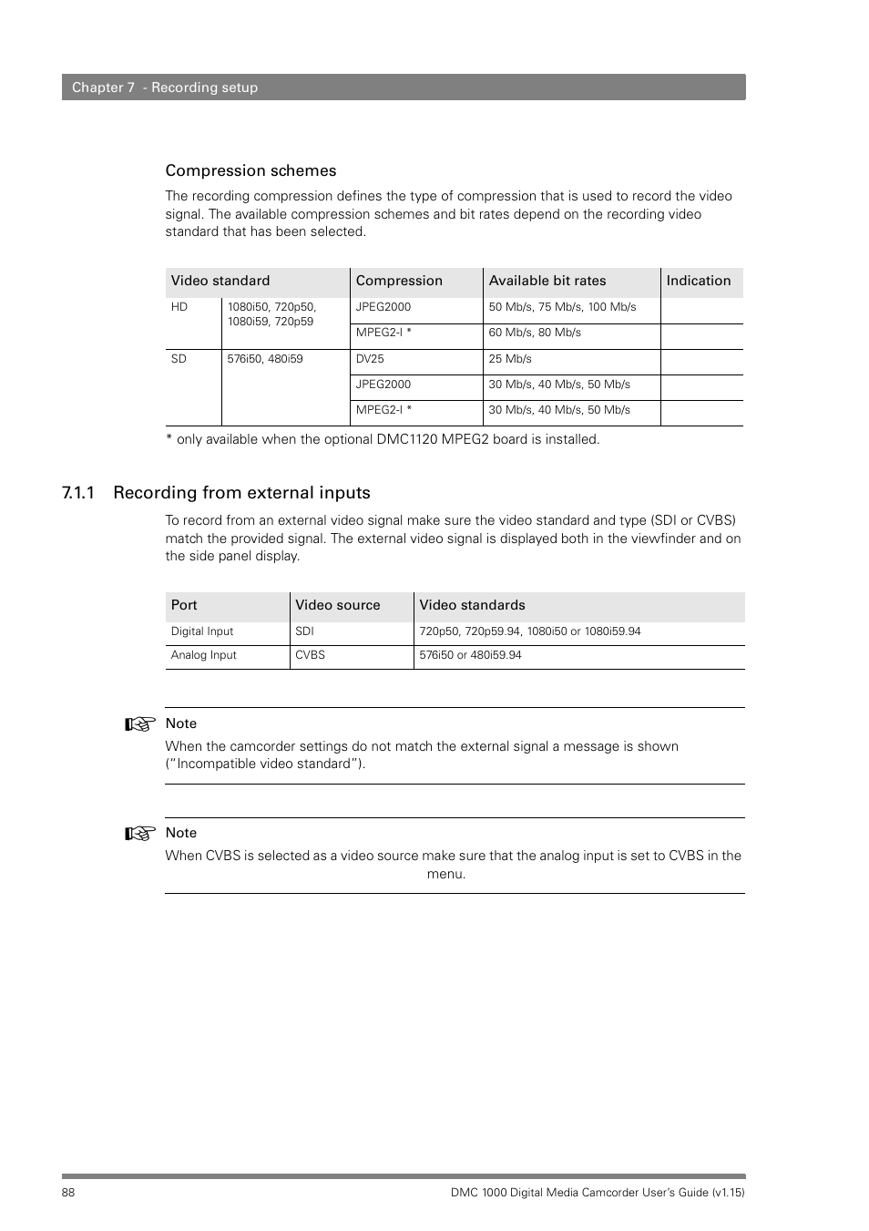 1 recording from external inputs, Recording from external inputs | Infinity DMC 1000 User Manual | Page 88 / 150