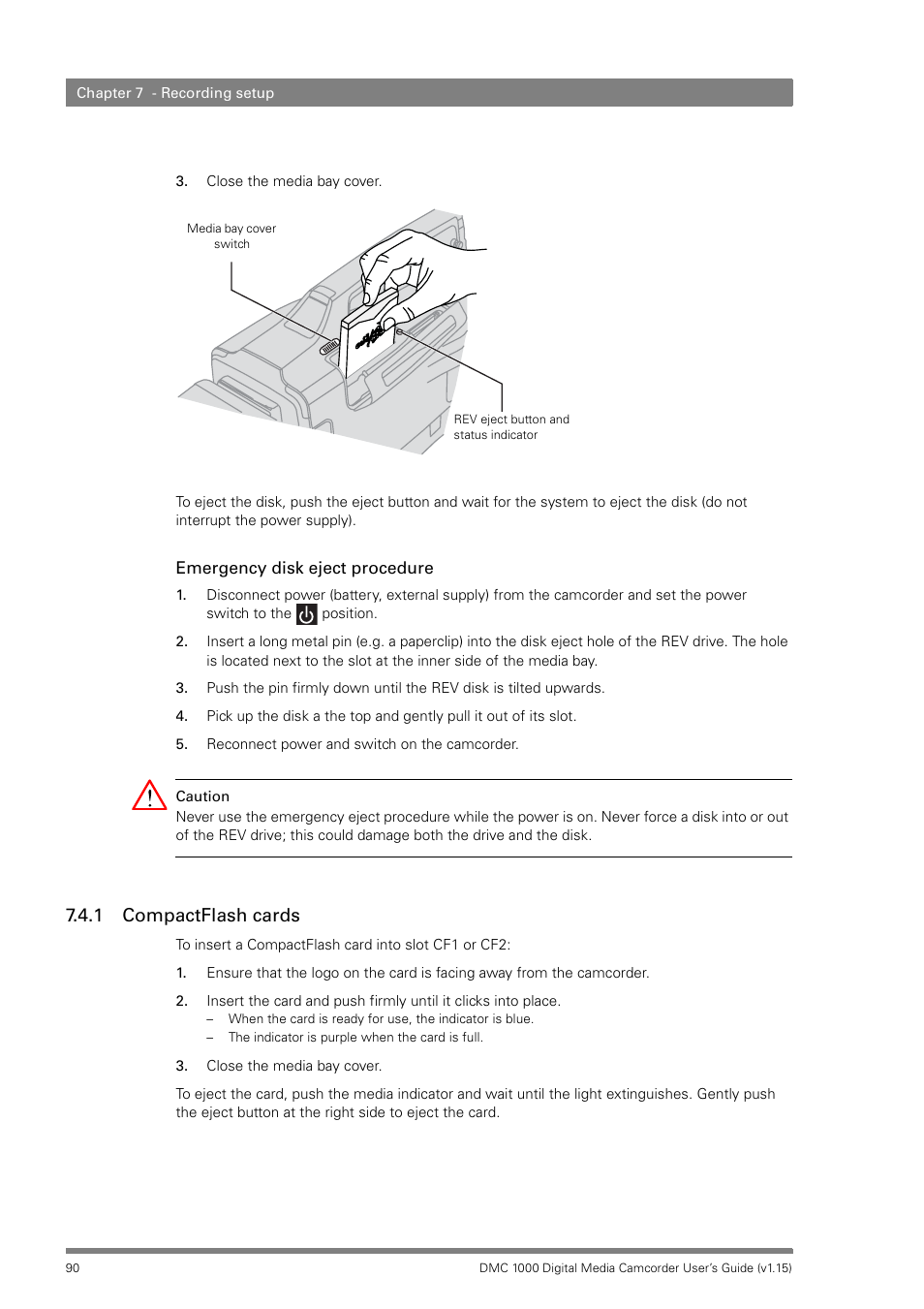 1 compactflash cards, Compactflash cards | Infinity DMC 1000 User Manual | Page 90 / 150