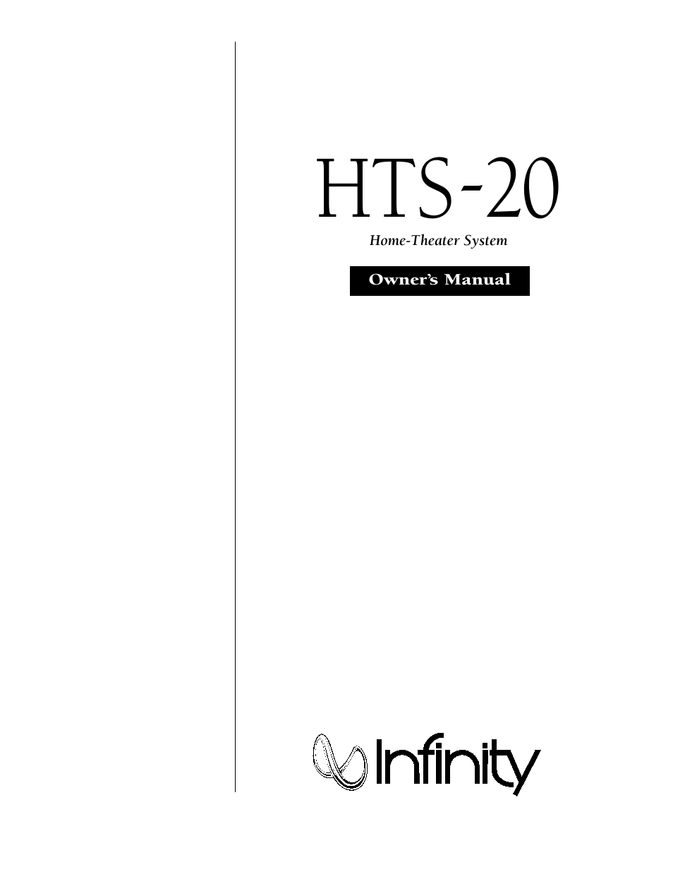 Infinity HTS-20 User Manual | 20 pages