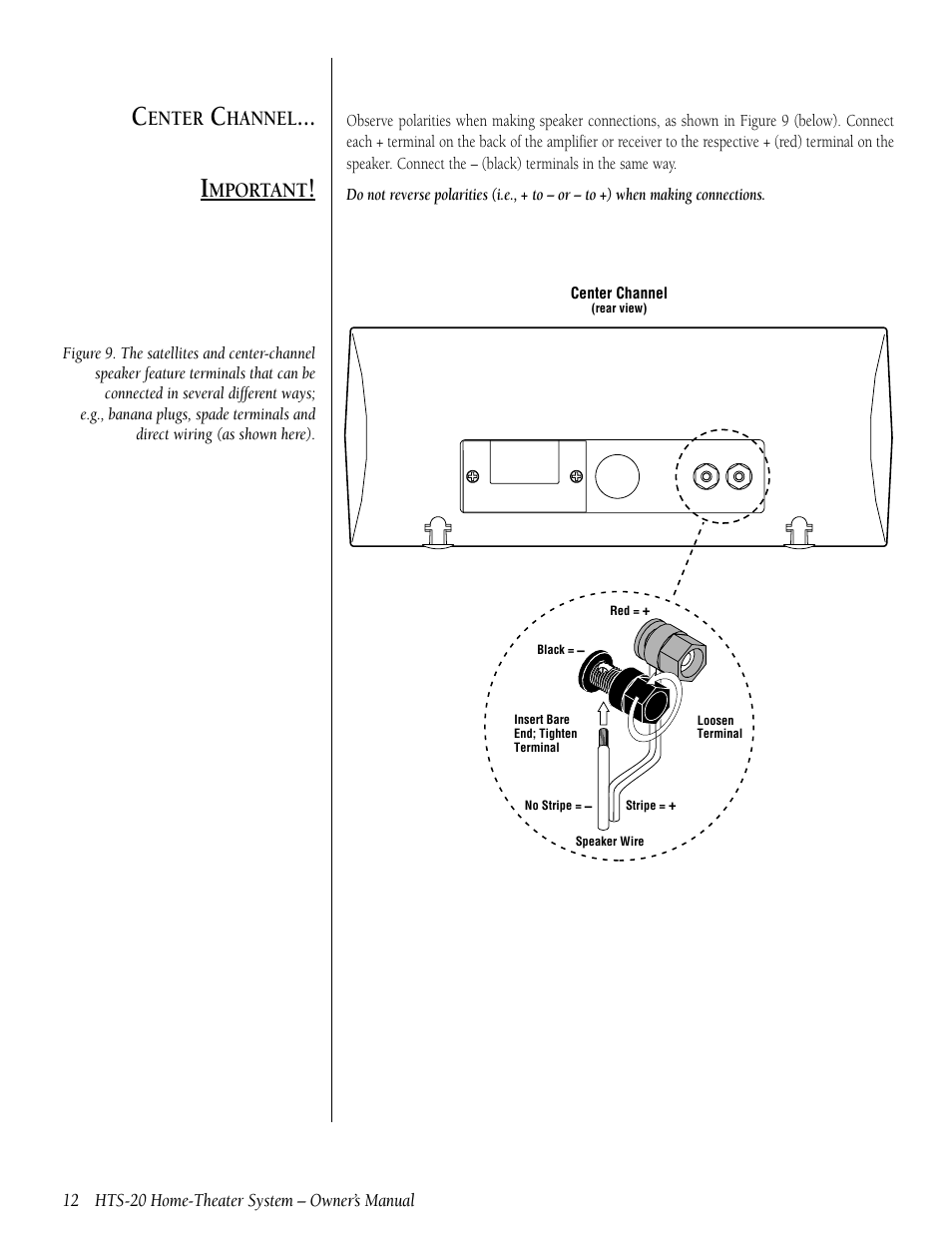 Enter, Hannel, Mportant | Infinity HTS-20 User Manual | Page 12 / 20